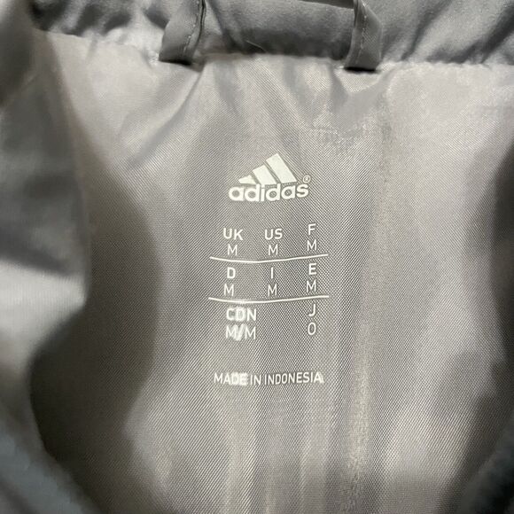 Adidas 3 Stripe Windbreaker Full Zip Jacket Mens Medium Mesh Lined Grey - Picture 5 of 9